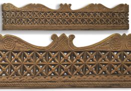 Vintage Javanese Hand-Carved Rustic Frangipani/Star Wall Panel
