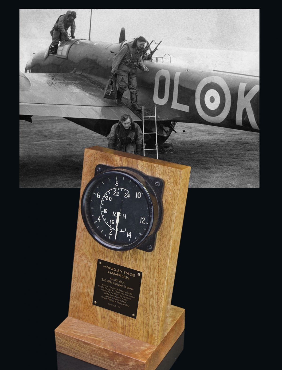 HANDLEY PAGE HAMPDEN AIR MINISTRY 240 MPH AIRSPEED INDICATOR